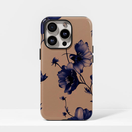 Double-Layer Semi-Handprinted Tough Matte Flowers iPhone Case