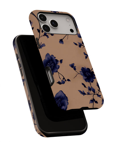 Double-Layer Semi-Handprinted Tough Matte Flowers iPhone Case
