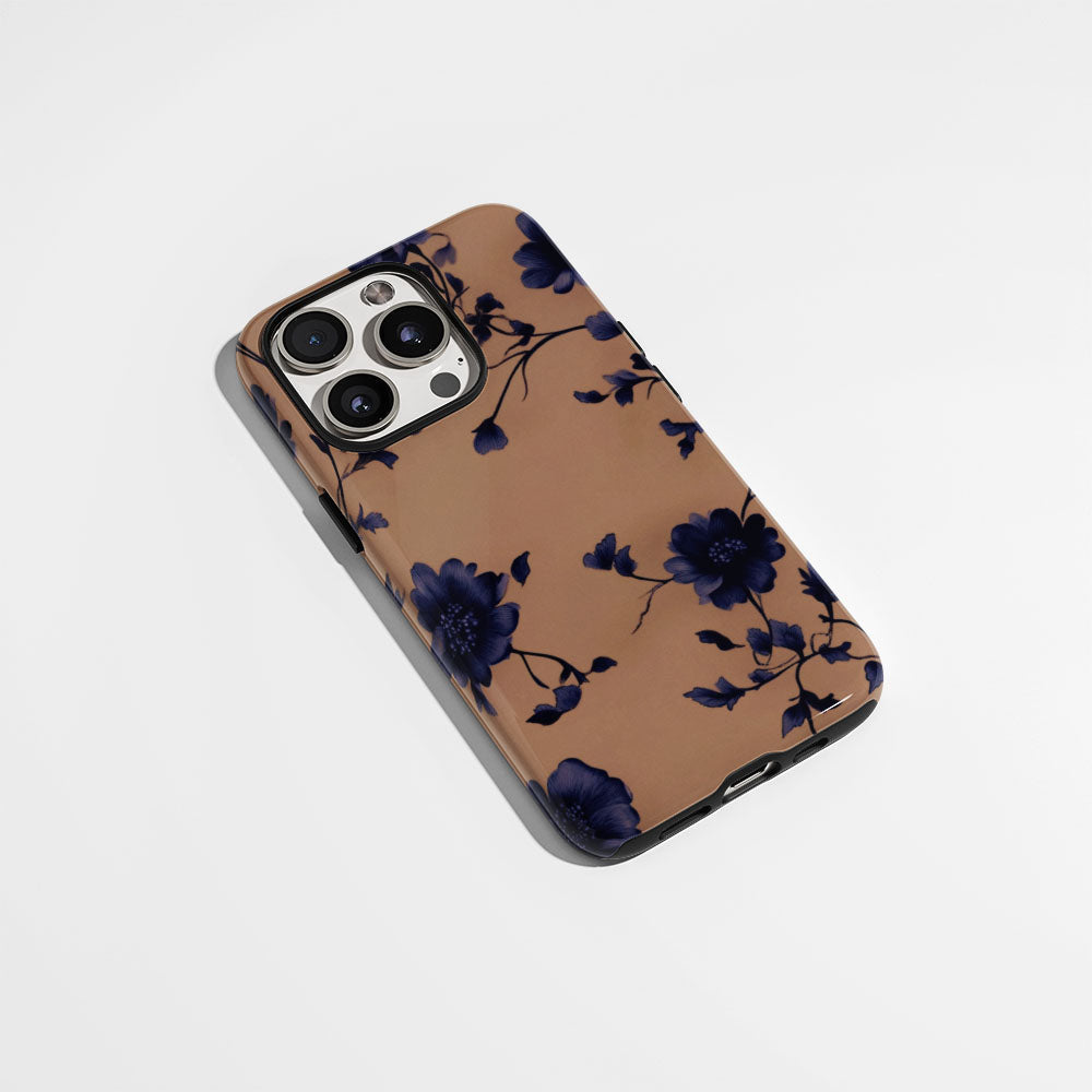 Double-Layer Semi-Handprinted Tough Matte Flowers iPhone Case