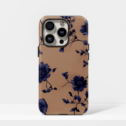 Double-Layer Semi-Handprinted Tough Matte Flowers iPhone Case