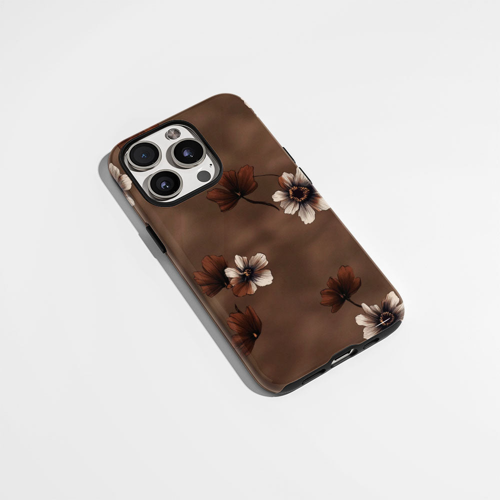 Double-Layer Semi-Handprinted Tough Matte Flowers iPhone Case