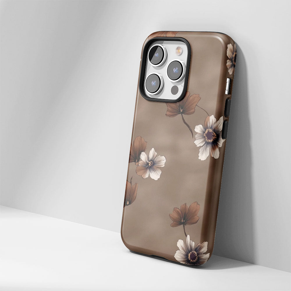 雙層半手印花堅韌霧面花朵 iPhone 手機殼