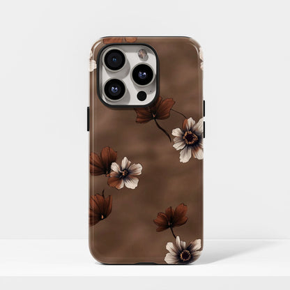 Double-Layer Semi-Handprinted Tough Matte Flowers iPhone Case