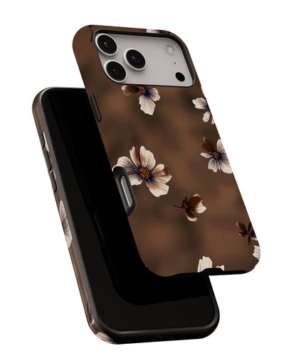 Double-Layer Semi-Handprinted Tough Matte Flowers iPhone Case