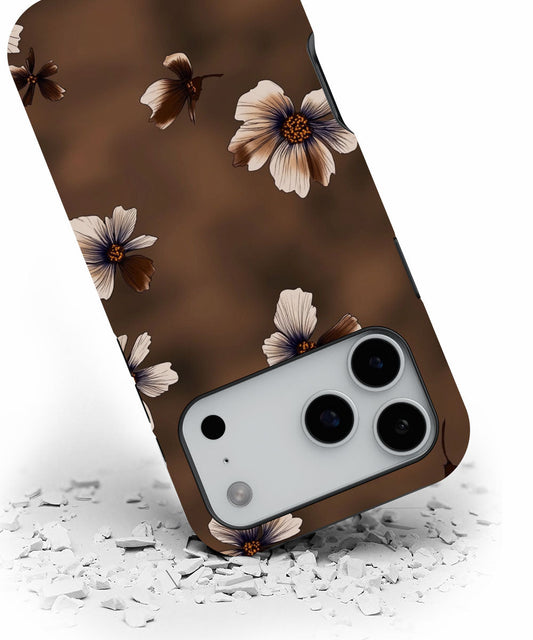 Double-Layer Semi-Handprinted Tough Matte Flowers iPhone Case