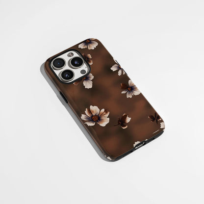 Double-Layer Semi-Handprinted Tough Matte Flowers iPhone Case