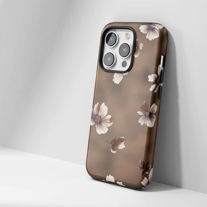 Double-Layer Semi-Handprinted Tough Matte Flowers iPhone Case