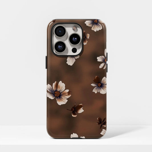 Double-Layer Semi-Handprinted Tough Matte Flowers iPhone Case