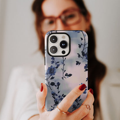 Double-Layer Semi-Handprinted Tough Matte Flowers iPhone Case