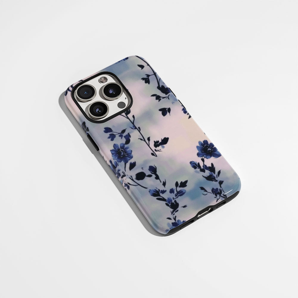 Double-Layer Semi-Handprinted Tough Matte Flowers iPhone Case