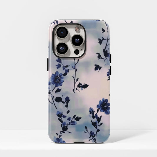 Double-Layer Semi-Handprinted Tough Matte Flowers iPhone Case