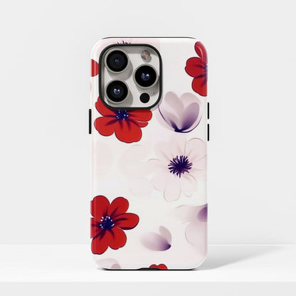 Double-Layer Semi-Handprinted Tough Matte Flowers iPhone Case