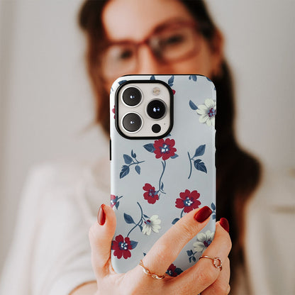 Double-Layer Semi-Handprinted Tough Matte Flowers iPhone Case