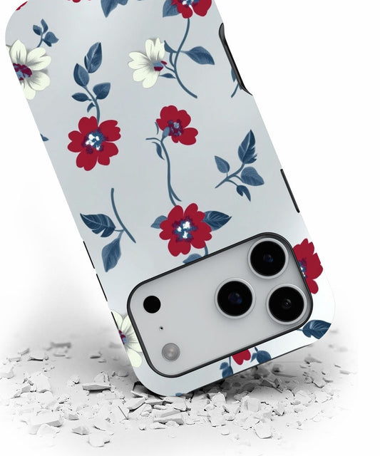 Double-Layer Semi-Handprinted Tough Matte Flowers iPhone Case