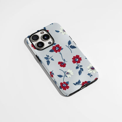 Double-Layer Semi-Handprinted Tough Matte Flowers iPhone Case