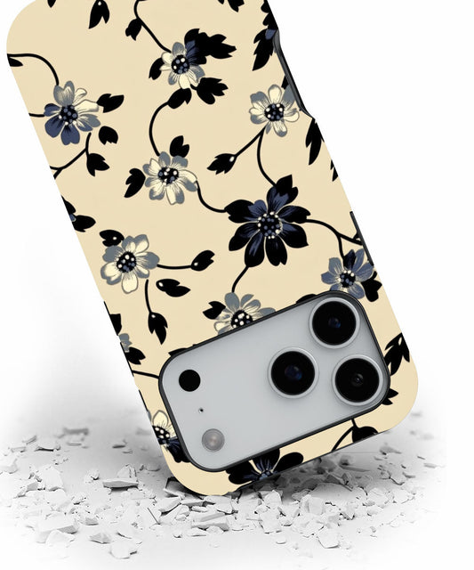 Double-Layer Semi-Handprinted Tough Matte Flowers iPhone Case