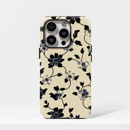 Double-Layer Semi-Handprinted Tough Matte Flowers iPhone Case