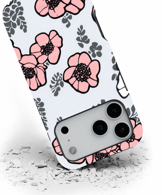 Double-Layer Semi-Handprinted Tough Matte Flowers iPhone Case