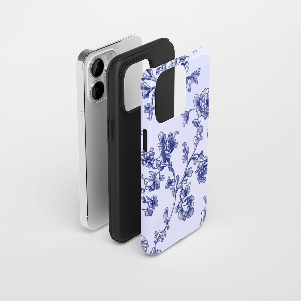 雙層半手印花堅韌霧面花朵 iPhone 手機殼