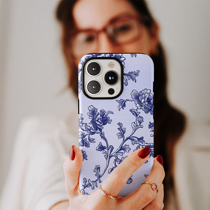 Double-Layer Semi-Handprinted Tough Matte Flowers iPhone Case