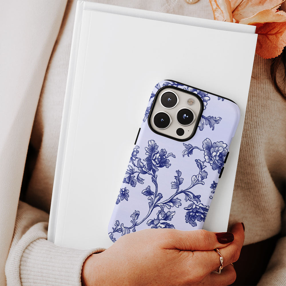 Double-Layer Semi-Handprinted Tough Matte Flowers iPhone Case