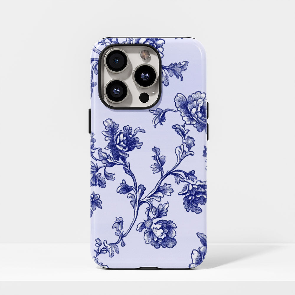 Double-Layer Semi-Handprinted Tough Matte Flowers iPhone Case