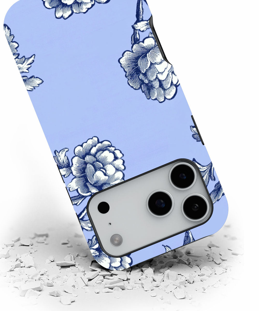Double-Layer Semi-Handprinted Tough Matte Flowers iPhone Case