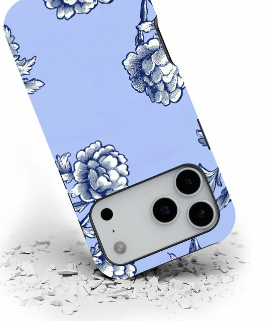 Double-Layer Semi-Handprinted Tough Matte Flowers iPhone Case