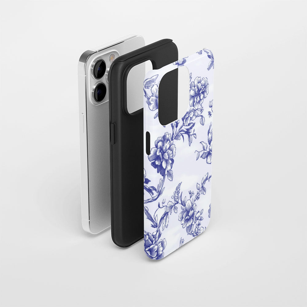 Double-Layer Semi-Handprinted Tough Matte Flowers iPhone Case