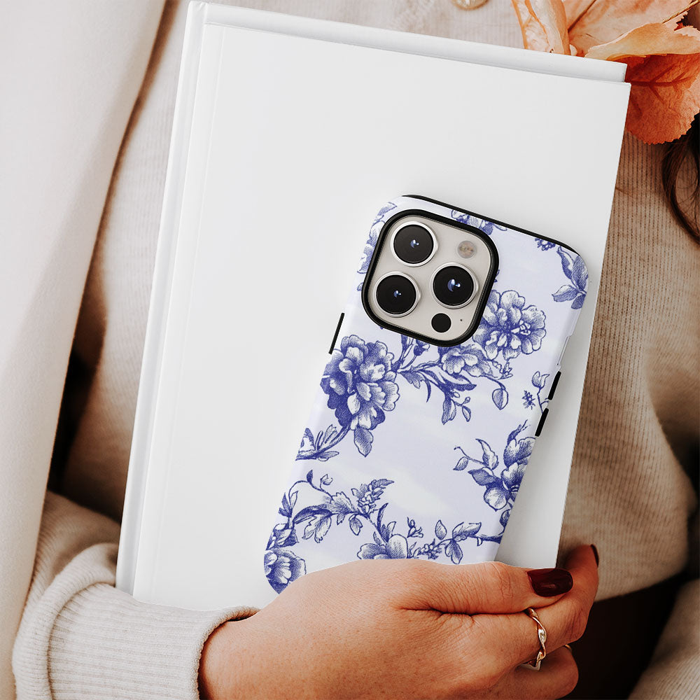 Double-Layer Semi-Handprinted Tough Matte Flowers iPhone Case