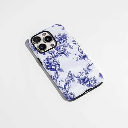 Double-Layer Semi-Handprinted Tough Matte Flowers iPhone Case