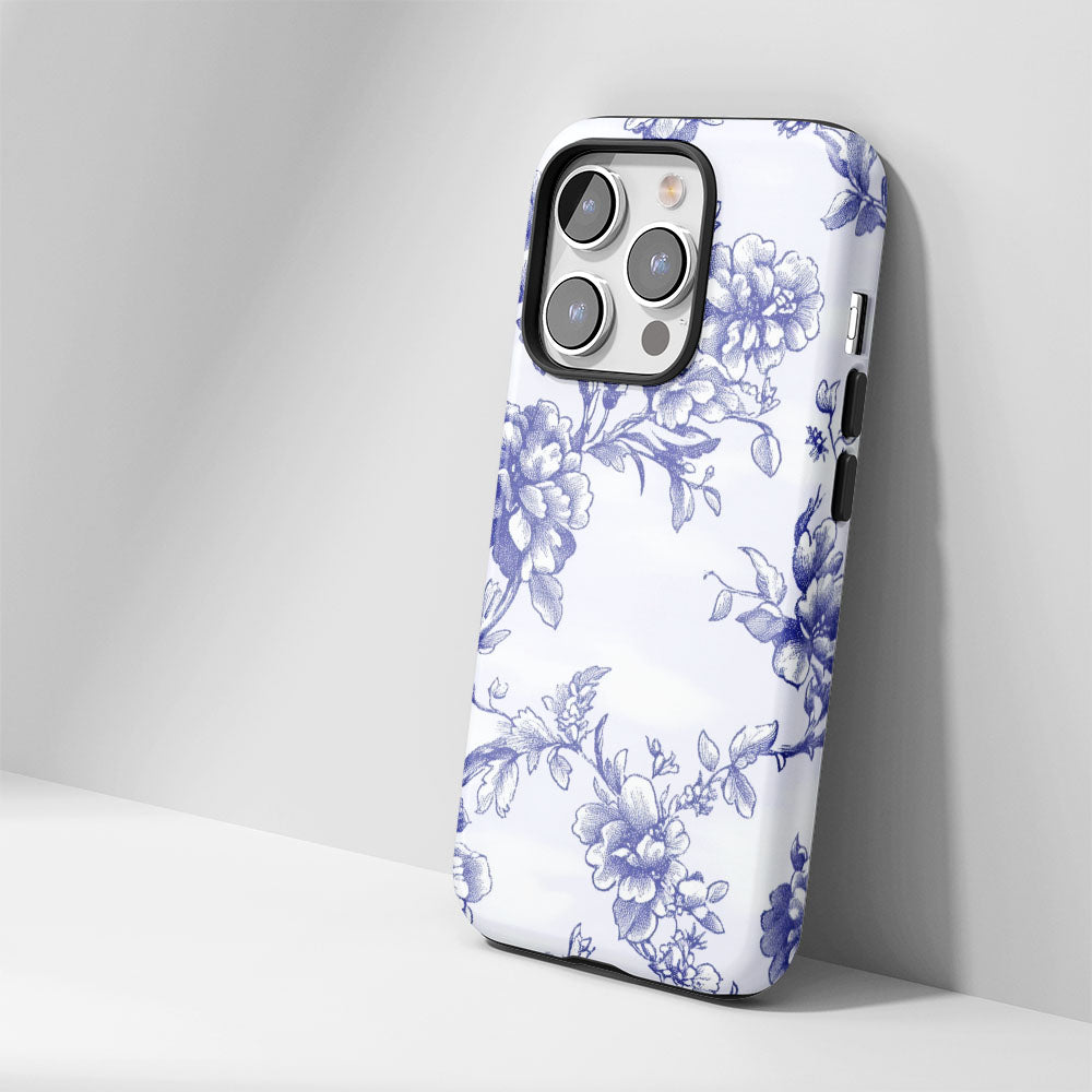 Double-Layer Semi-Handprinted Tough Matte Flowers iPhone Case