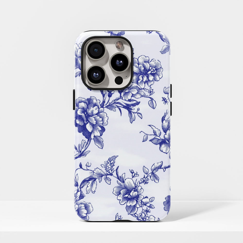 Double-Layer Semi-Handprinted Tough Matte Flowers iPhone Case