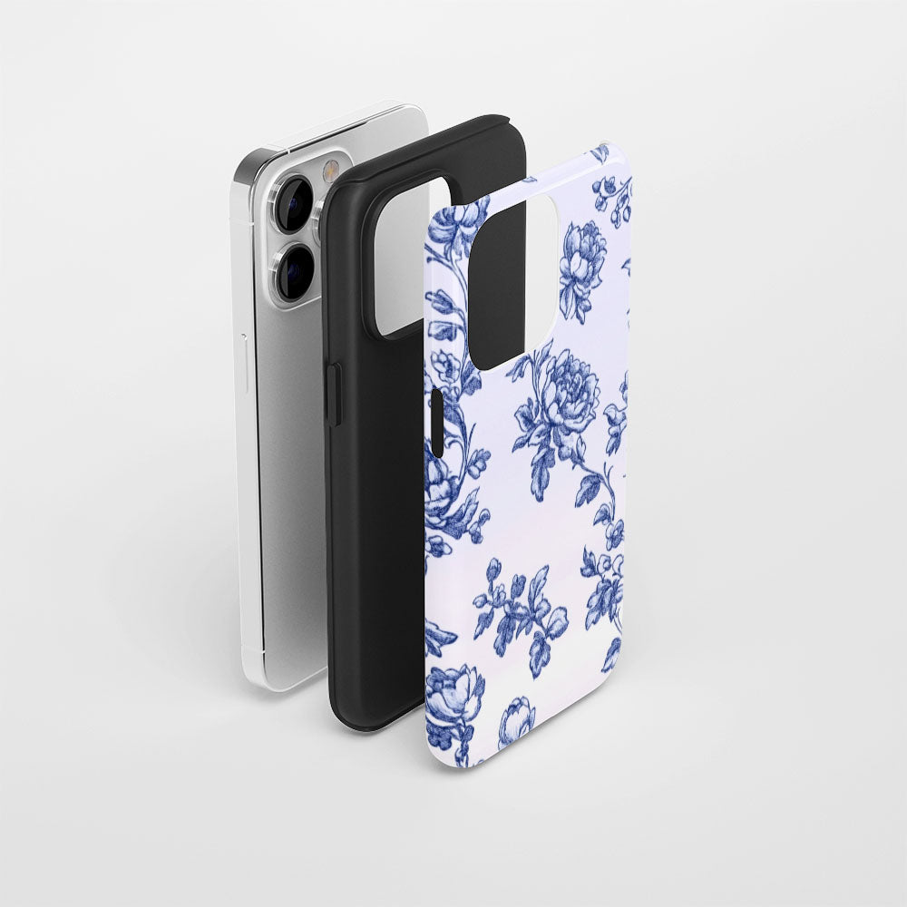 Double-Layer Semi-Handprinted Tough Matte Flowers iPhone Case