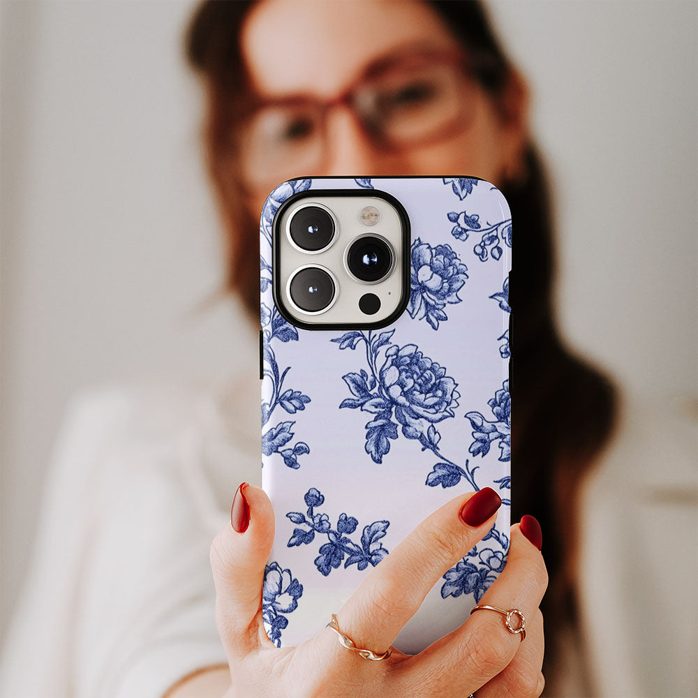 Double-Layer Semi-Handprinted Tough Matte Flowers iPhone Case