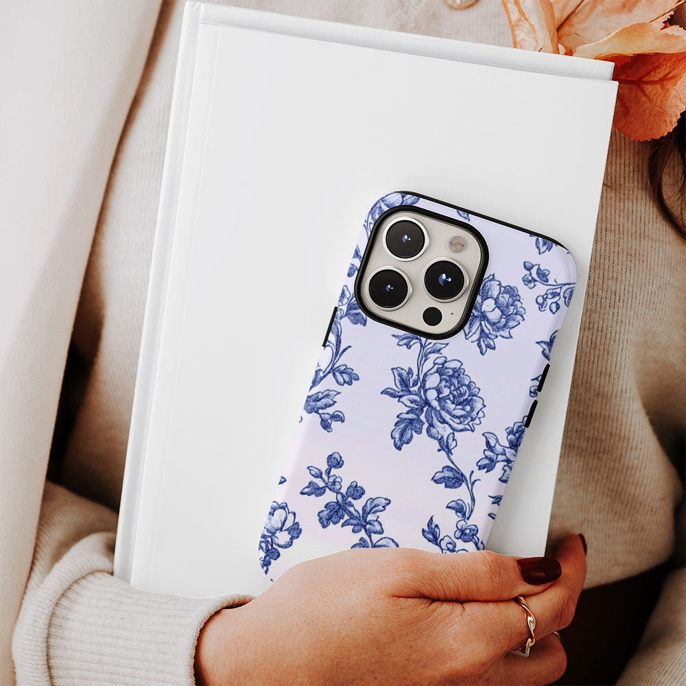 Double-Layer Semi-Handprinted Tough Matte Flowers iPhone Case