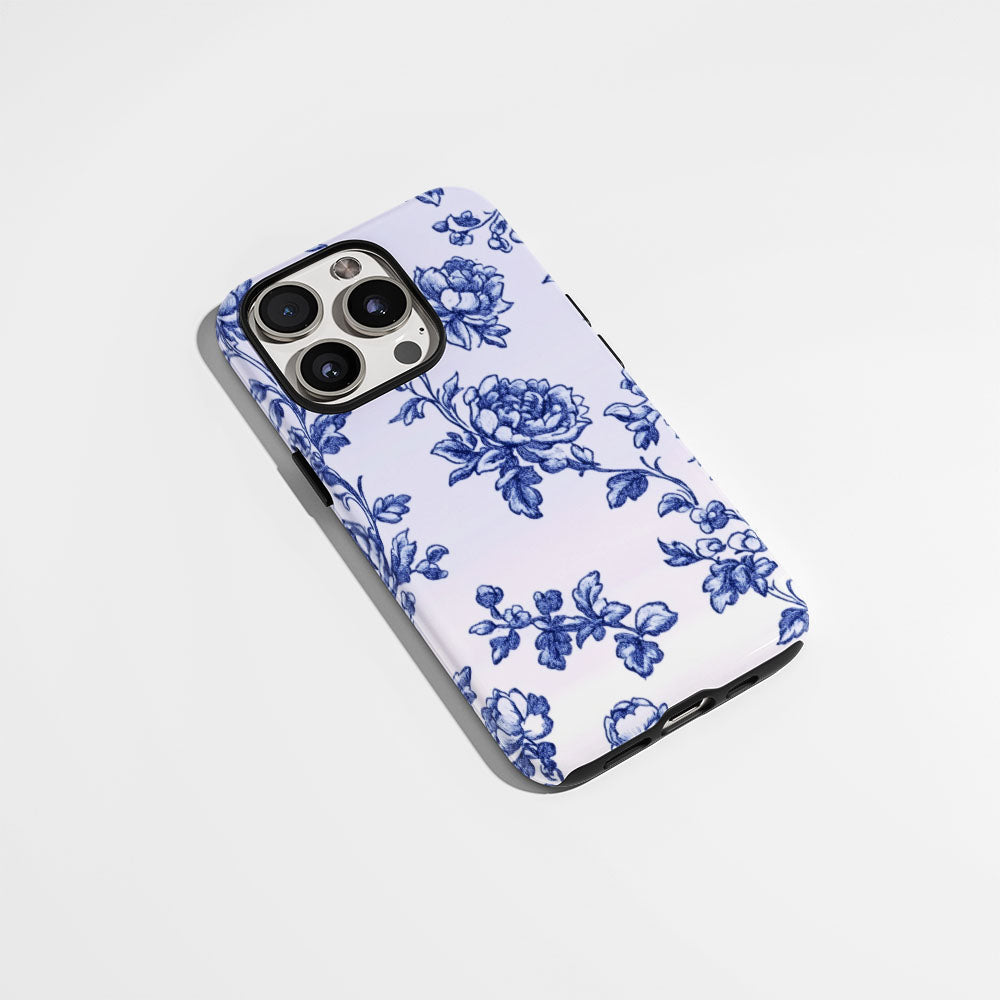 Double-Layer Semi-Handprinted Tough Matte Flowers iPhone Case