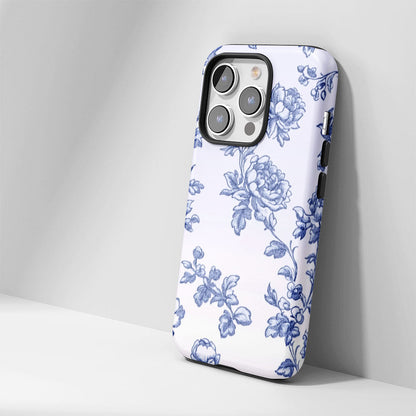 Double-Layer Semi-Handprinted Tough Matte Flowers iPhone Case