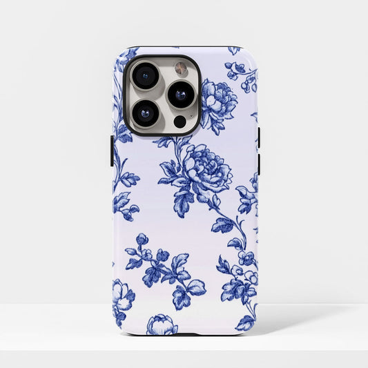 Double-Layer Semi-Handprinted Tough Matte Flowers iPhone Case