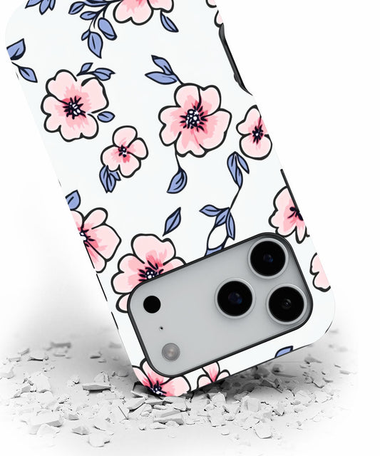 Double-Layer Semi-Handprinted Tough Matte Flowers iPhone Case