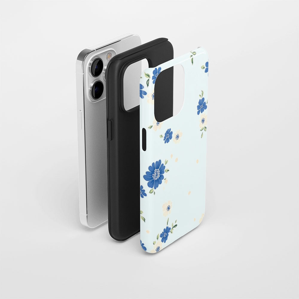 Double-Layer Semi-Handprinted Tough Matte Flowers iPhone Case