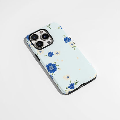 Double-Layer Semi-Handprinted Tough Matte Flowers iPhone Case