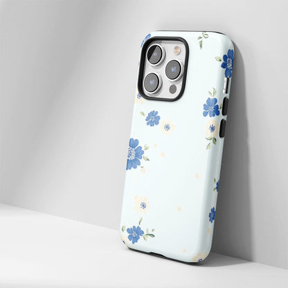 Double-Layer Semi-Handprinted Tough Matte Flowers iPhone Case