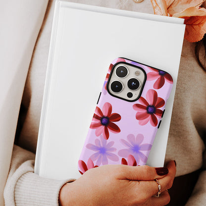 Double-Layer Semi-Handprinted Tough Matte Flowers iPhone Case