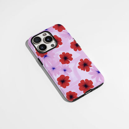 Double-Layer Semi-Handprinted Tough Matte Flowers iPhone Case