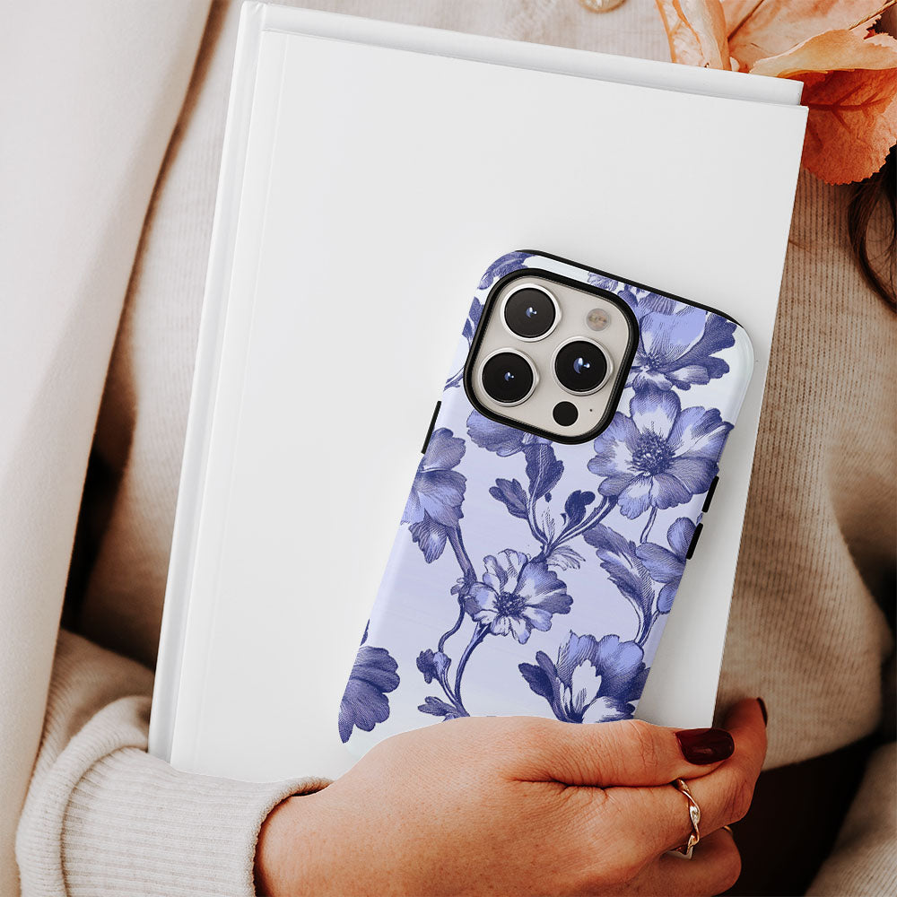 Double-Layer Semi-Handprinted Tough Matte Flowers iPhone Case