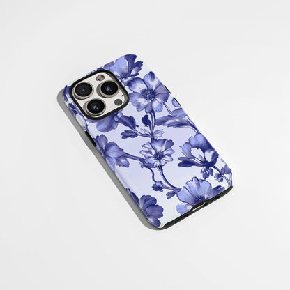 Double-Layer Semi-Handprinted Tough Matte Flowers iPhone Case