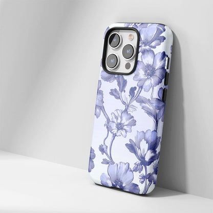 Double-Layer Semi-Handprinted Tough Matte Flowers iPhone Case