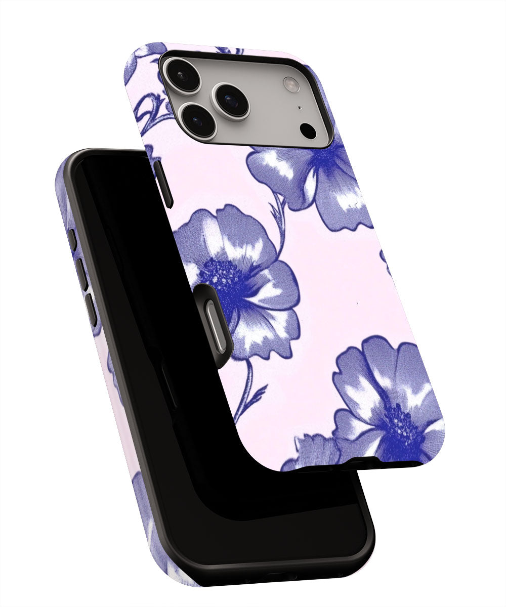 Double-Layer Semi-Handprinted Tough Matte Flowers iPhone Case