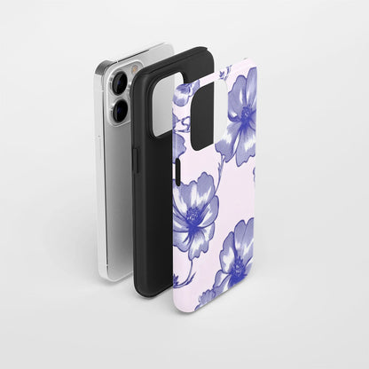 Double-Layer Semi-Handprinted Tough Matte Flowers iPhone Case